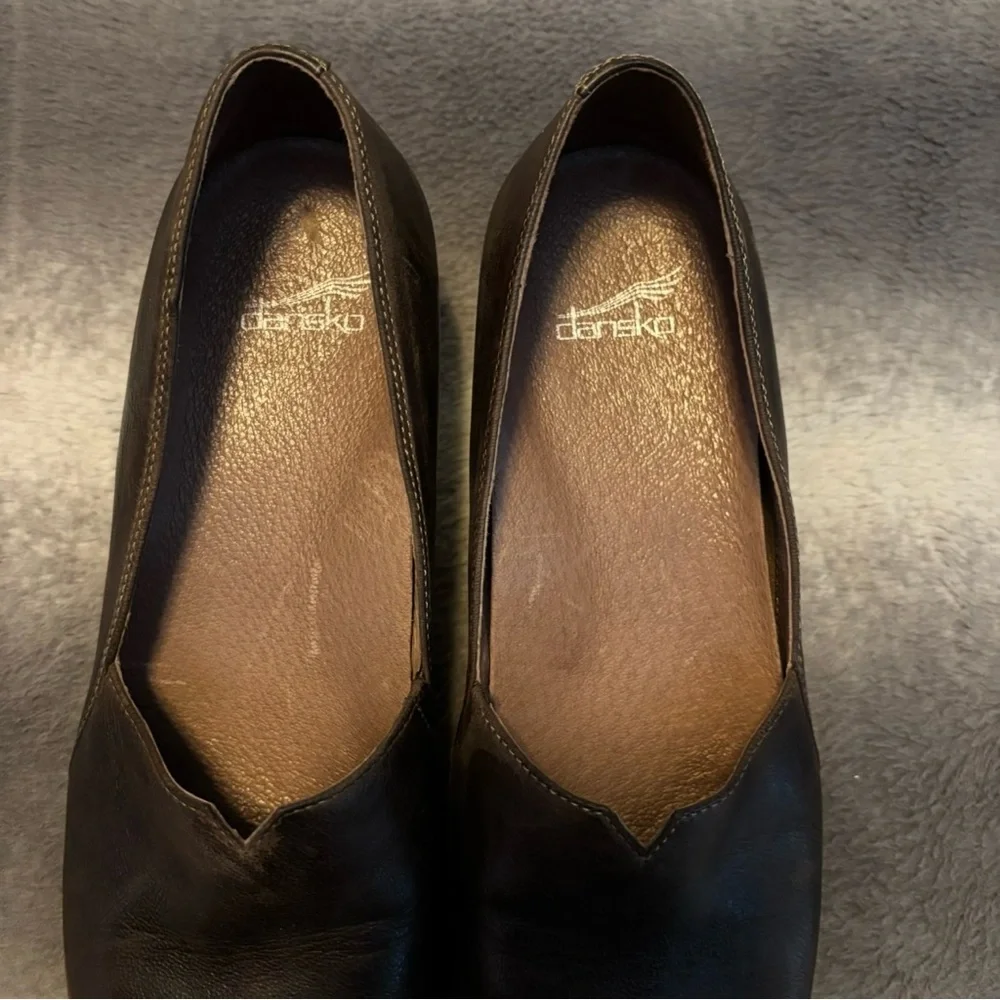 Dansko Liliana Burnished Brown Leather Wedge Loafers Comfort Shoes Size 9 EU 39 - Picture 7 of 12